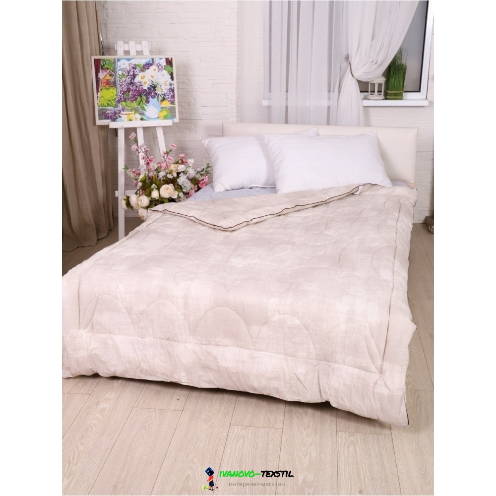 Одеяло 2-х спальное 220 на 240 см. Плотность 150гр/м2. Наполнитель натуральный лен и синтетические волокна. Чехол ЛЕН- ХЛОПОК 100%  